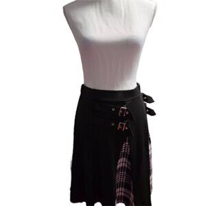 ROSE GIRL Black W/ PLAD + Buckles GRUNGE Y2K Skirt